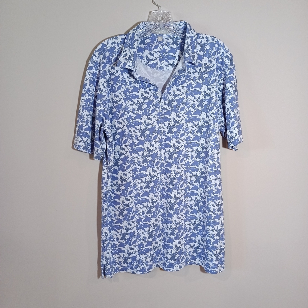 Straight Down Whirldwind Golf Polo Blue Men's Size M Performance Shirt